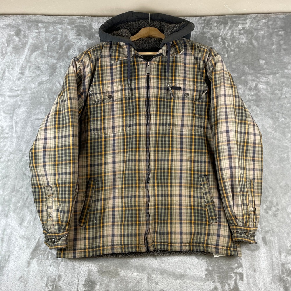 Carhartt Shacket Sherpa Lined Shirt Jacket Men L Green Plaid Hooded 101465 316
